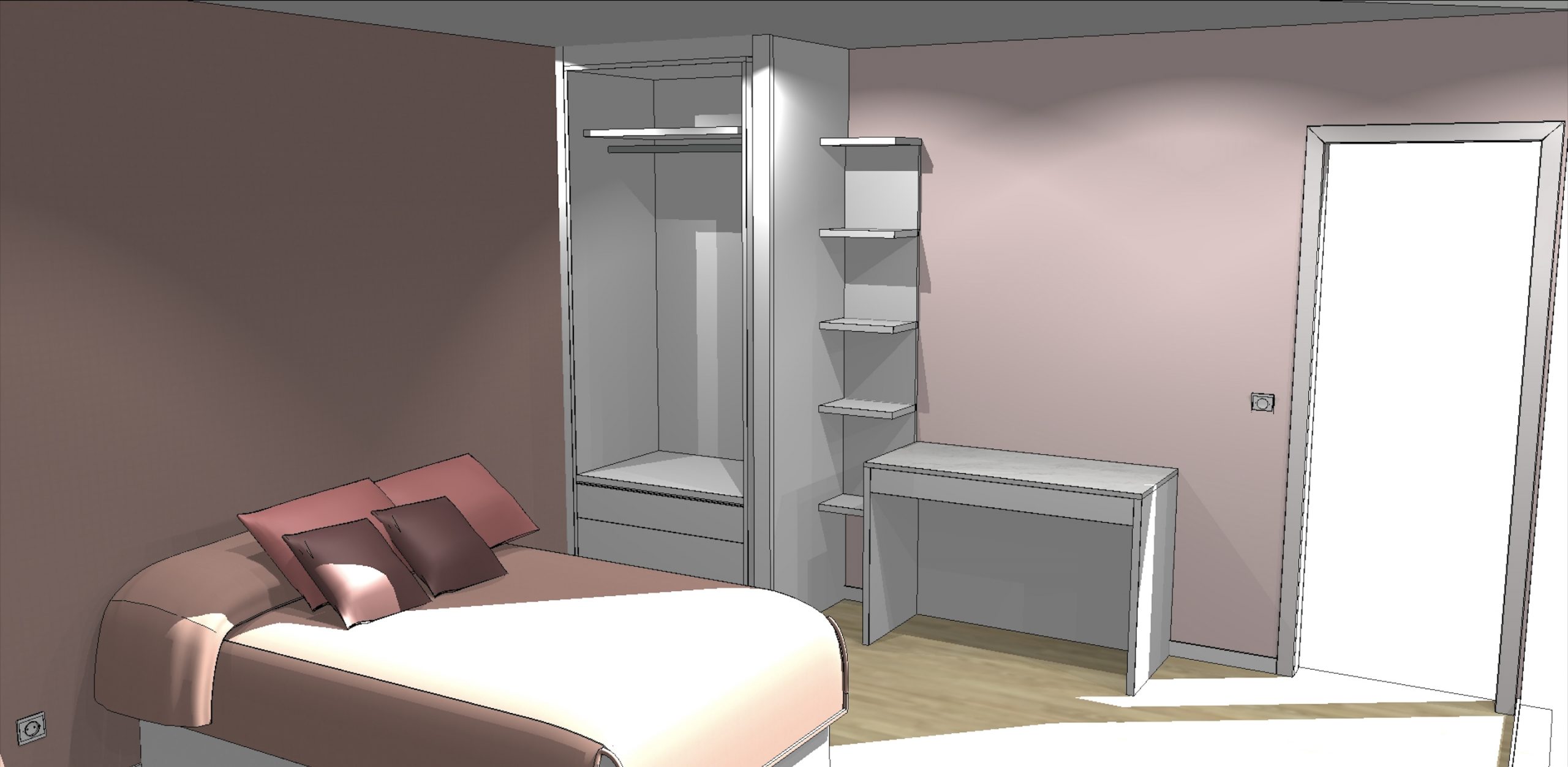 cette image montre un plan en 3D de ce que doit représenter le travail fini